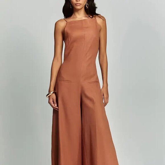 Ginger Open Back High Square Neck Wide Leg Jumpsuit - Picture 3 of 4